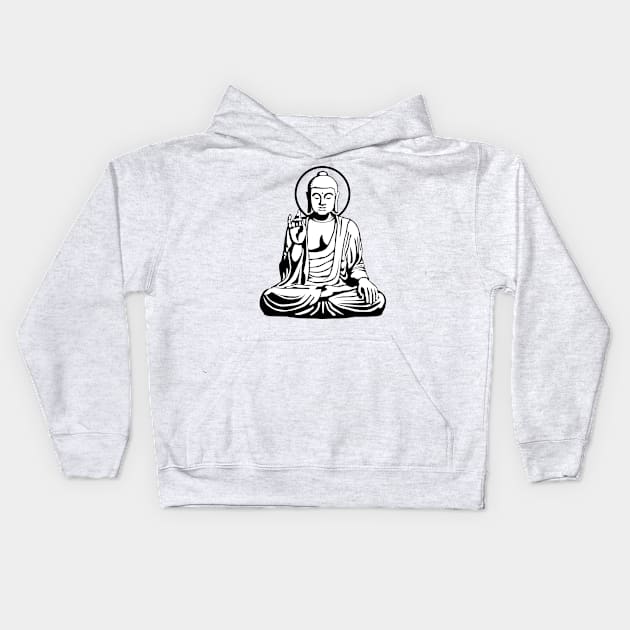 Young Buddha (black white) Kids Hoodie by Mystic-Land